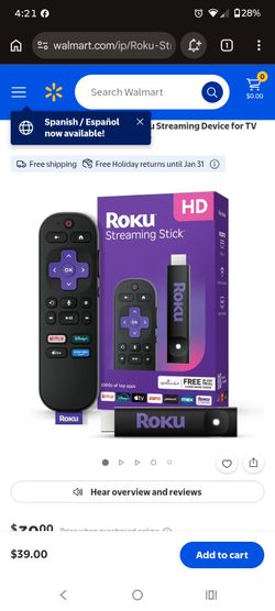 Roku streaming stick HD