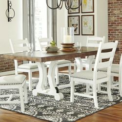 Valebeck White-Brown Dining Room Set

