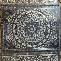 3 Blue  and  White Canvases