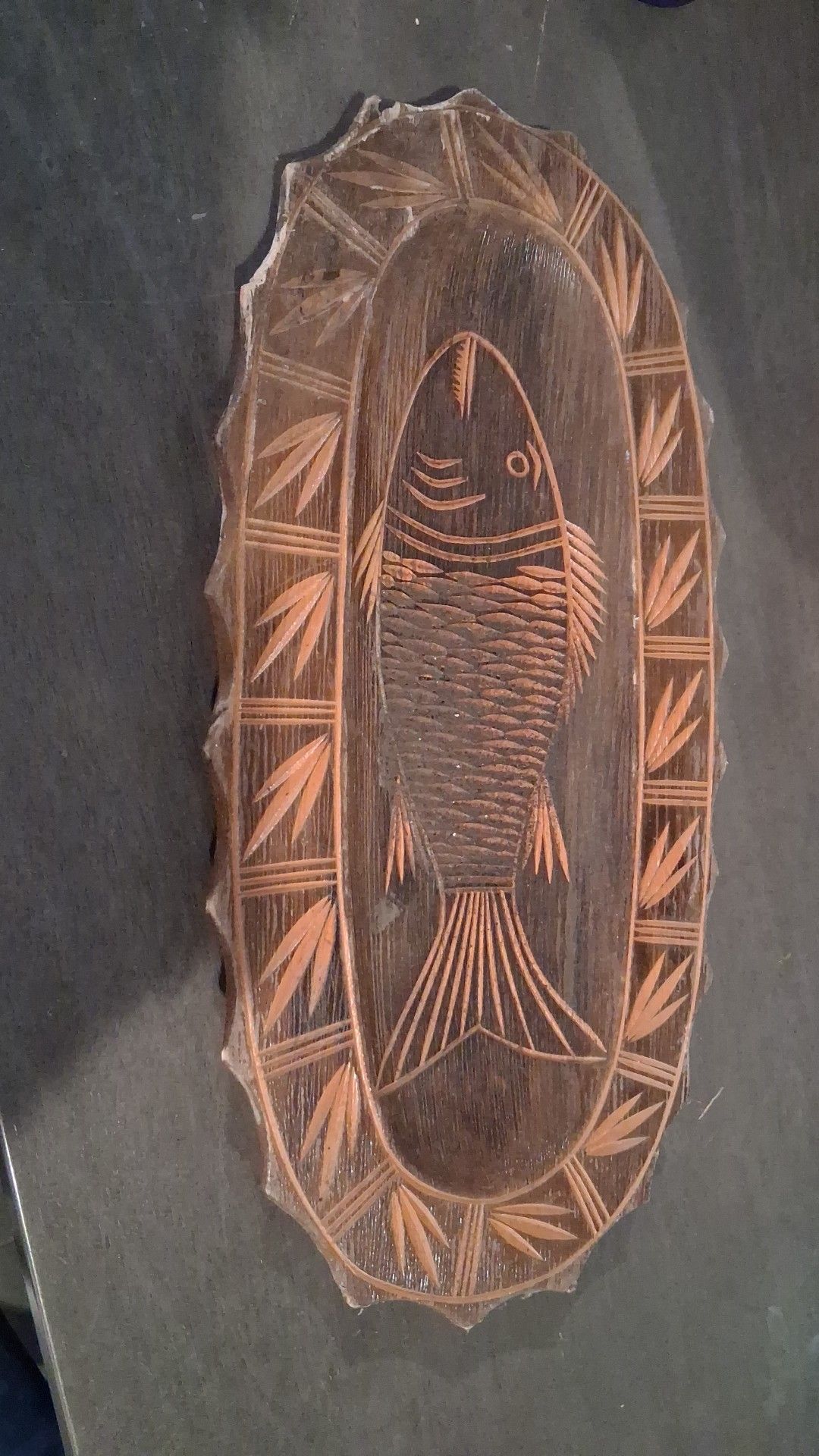 Hand carved wood tray