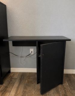 Black Wood Desk with Cabinet Door