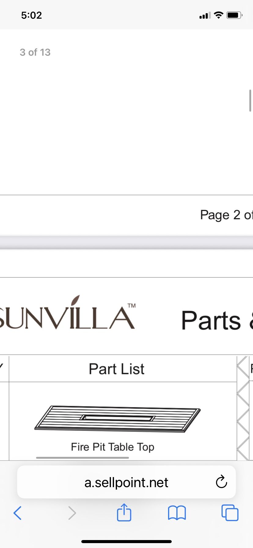 Sunvilla Lago Brisa Rectangular Fire pit Dining Table top. Brand new in box.