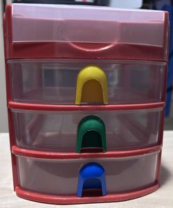 Red 3 Drawer Desk Organizer