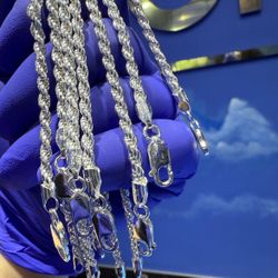 New Italy 925 Solid Sterling Silver Diamond Cut Rope Bracelet 3.5mm 8" & 7.8 grams