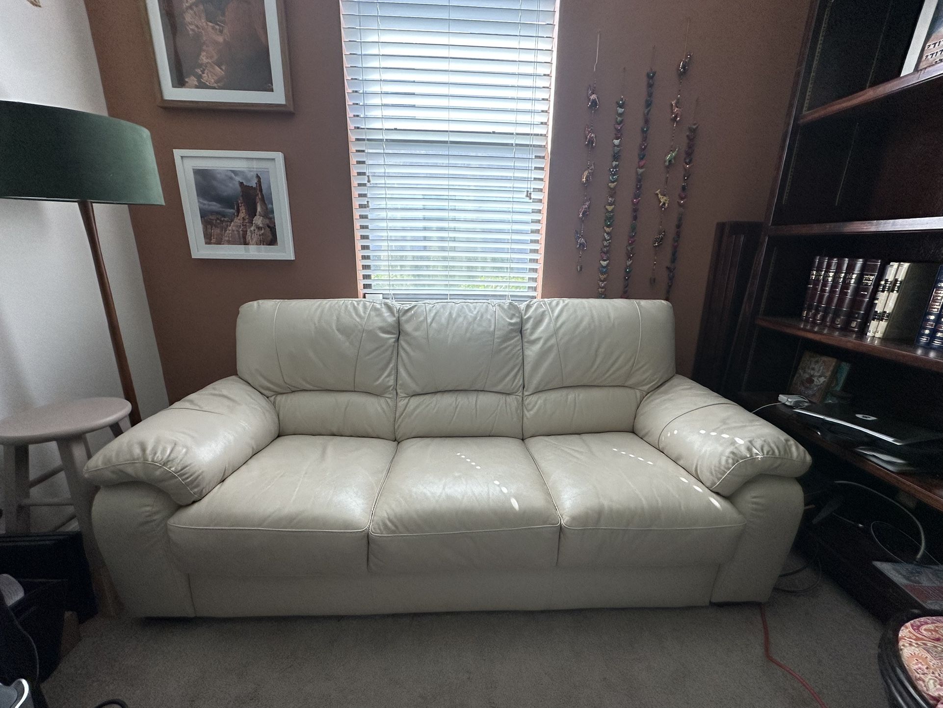 Cream Leather Sofa