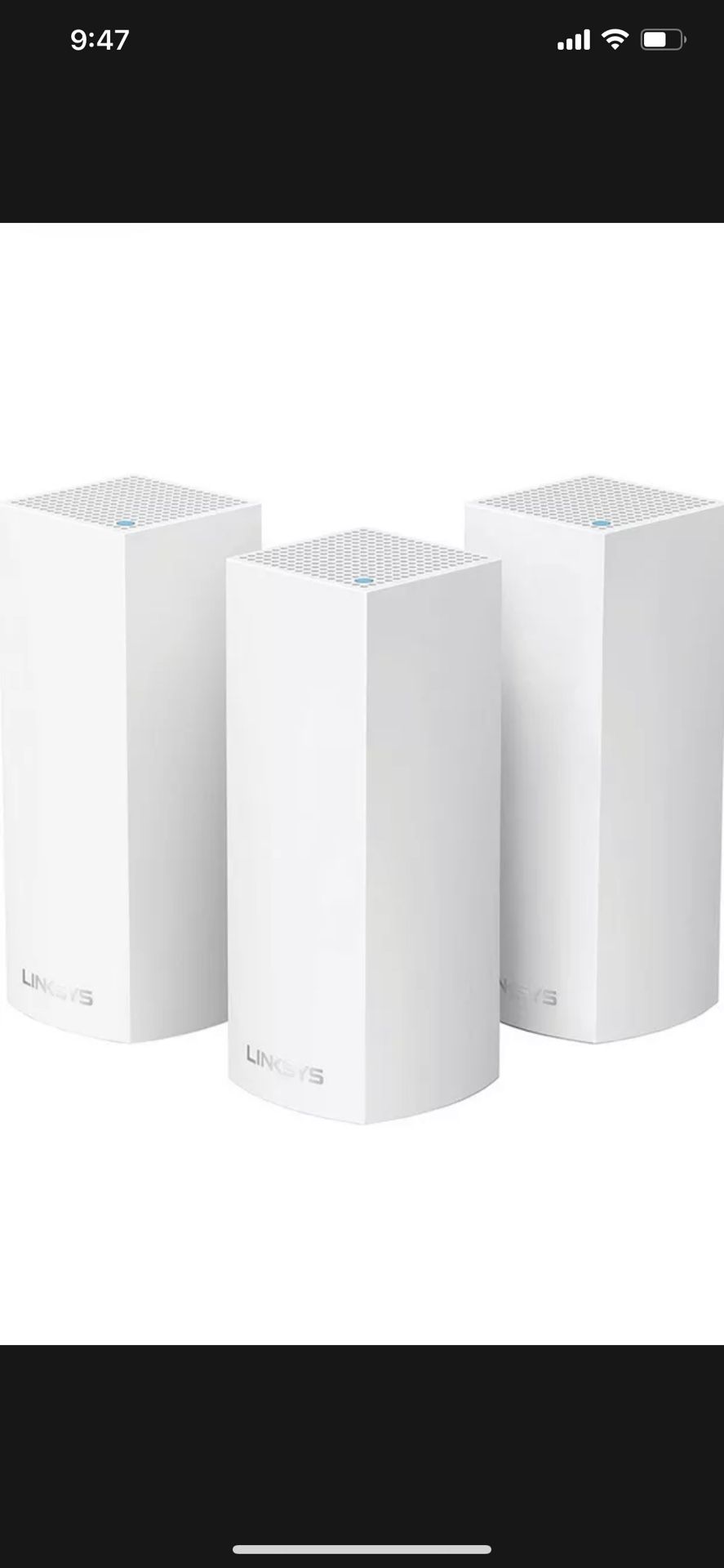 Linksys WHW0303 Velop AC2200 Tri-Band Whole Home WiFi 5 System - White (3-Pack)