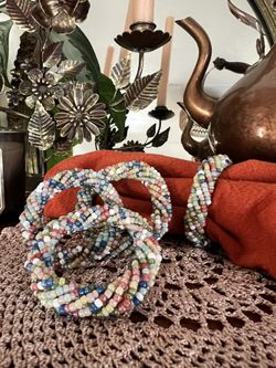 Set Of 4 Beaded Napkin Rings 