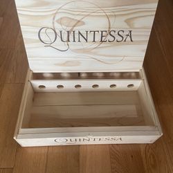 Quintessa Wood Wine Display Box with removable wine bottle holder inserts 