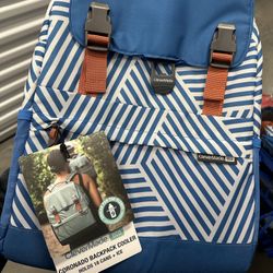 CleverMade Eco Coronado Backpack 14.75qt Cooler, Blue Stripe