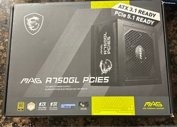 MSI MAG A750GL PCIE5 750W Power Supply – Brand New