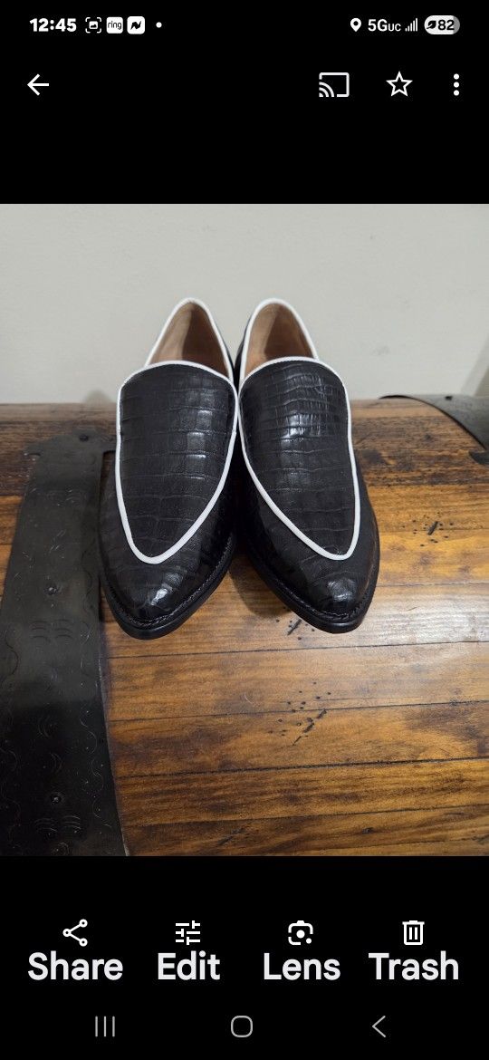 CAIMAN BELLY SKIN LOAFER DRESS SHOES FOR LADIES LUCCHESE BRAND 7M.