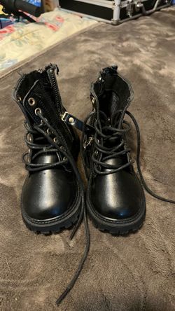 Girls black combat boots