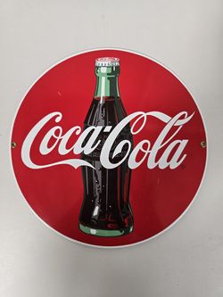 Coca-Cola Ande Rooney porcelain enamel sign 11-1/4" diameter.