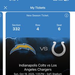 Chargers v Section 332 Row 4 Seat 5&6 $240