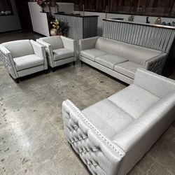 Couch Set Grey 4 Set - También Hablo Español 