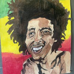 Very Large Hand Drawn Portrait Poster Of Bob Marley 