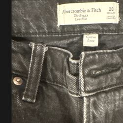 Abercrombie & Fitch Baggy Low-Rise Black Jeans – Size 28 Regular Curve Love