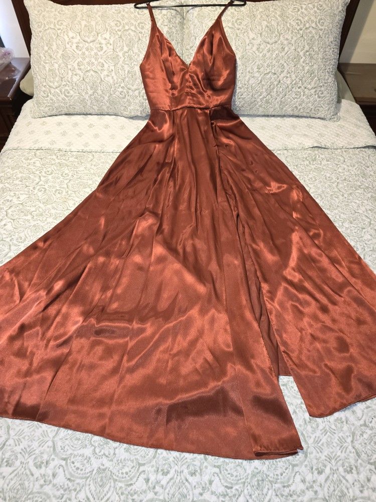 Cinnamon Satin Dress 