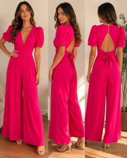 Pink Elegant Wide Leg Jumpsuit Size M – New
