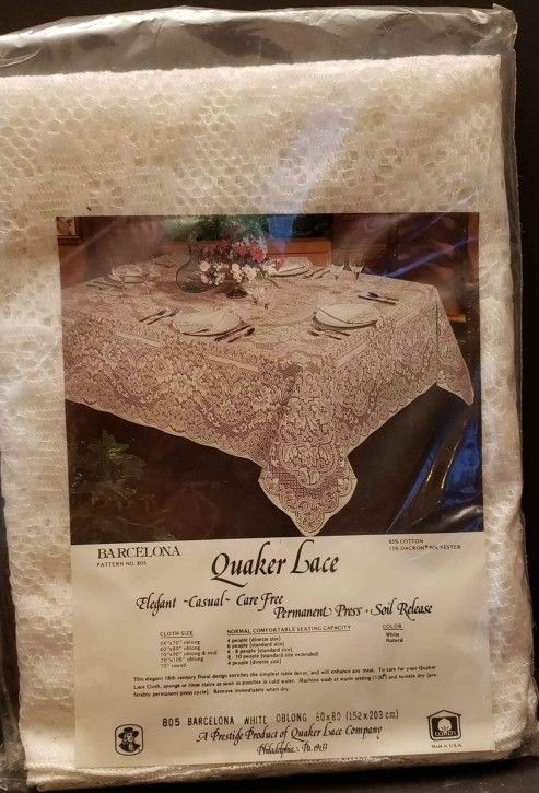 Vintage QUAKER LACE Barcelona style Table Cloth - New Old Stock