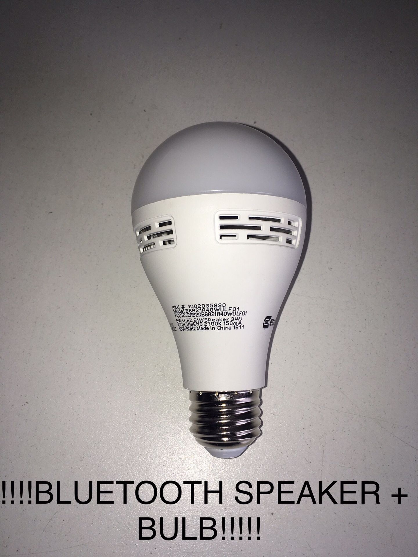 Ecosmart Light Bulb Bluetooth Speaker (3W) YES BELIEVE IT OR NOT Speaker! LED Light Bulb is 6W (Equivalent to 60 Watt regular incandescent bulb) B6A2