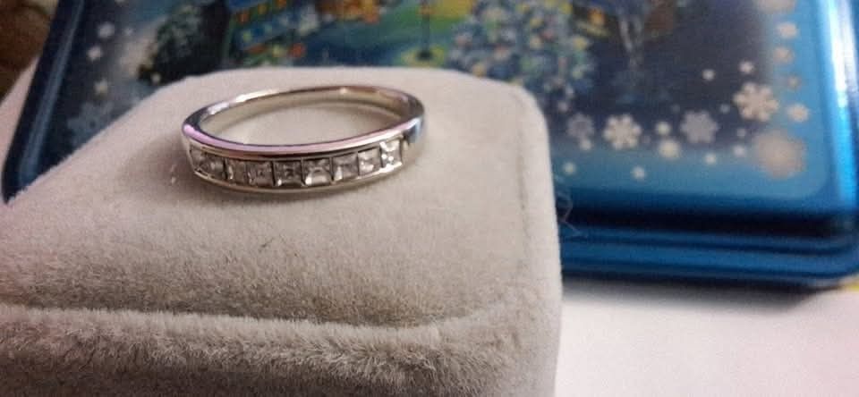 Channel Set Princess & Baguette Wedding Band Ring. sz 8