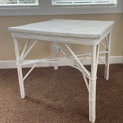 Antique Wicker Table W/glass Top