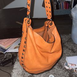 Orange Leather Hobo Bag