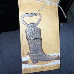 Cowboy Boot Bottle Opener Antique Brass 