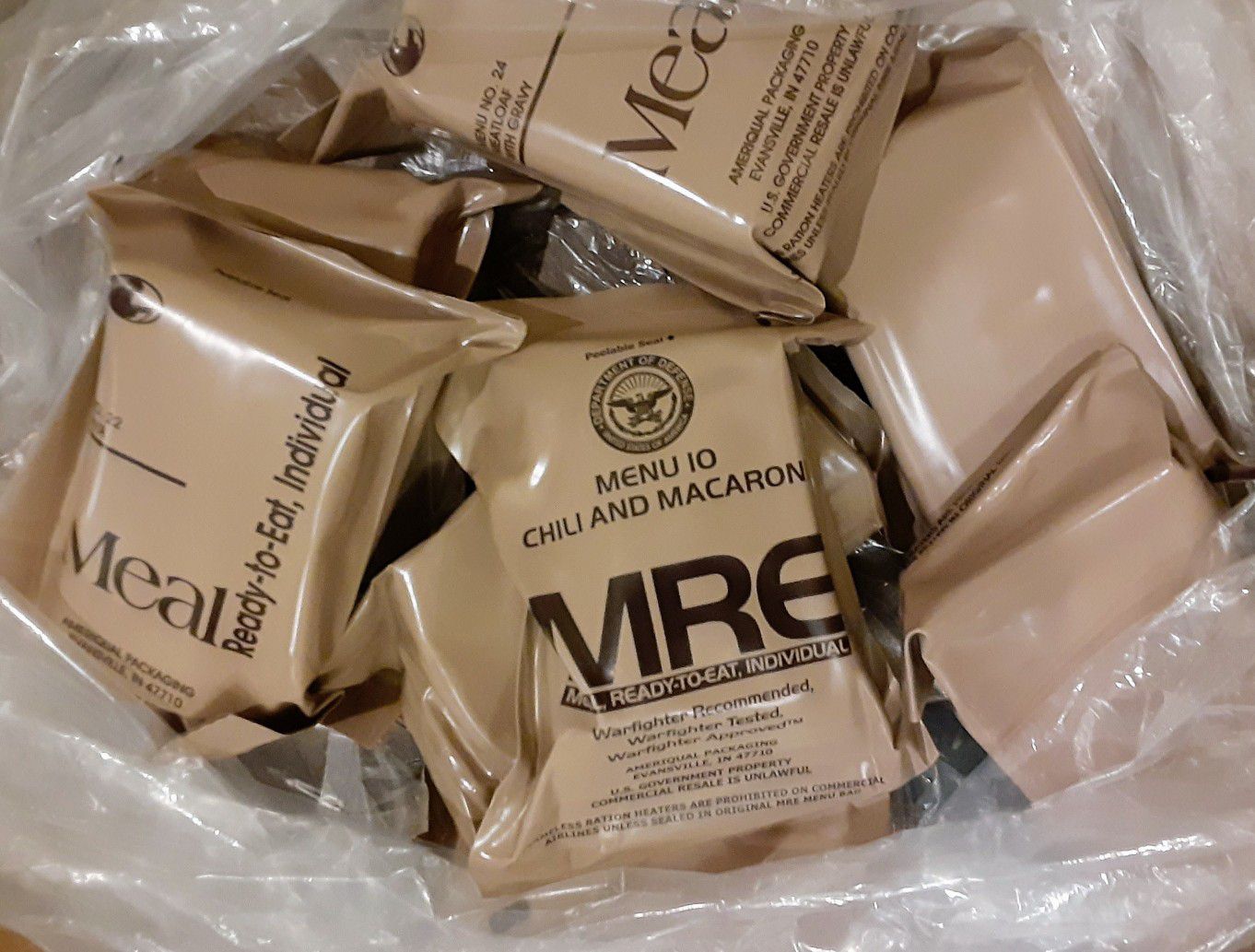 8 MRE's Military Meals Ready to Eat