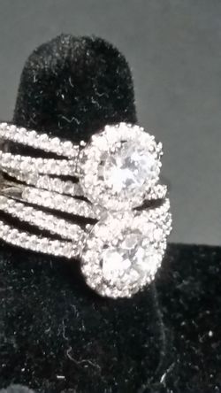 .925 sterling silver CZ Diamond 4-Piece ring set