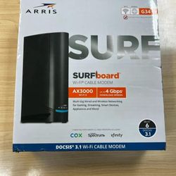 ARRIS Surfboard G34 DOCSIS 3.1 Gigabit Cable Modem & Wi-Fi 6 Router (AX3000) NEW 