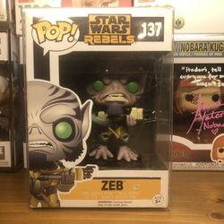 Funko Pop Star Wars Rebels Zeb #137 Rare Vaulted/Retired Garazeb Orrelios  in Soft Protector