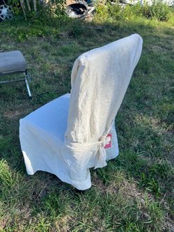 Ivory Damask Chair Cover with Sash