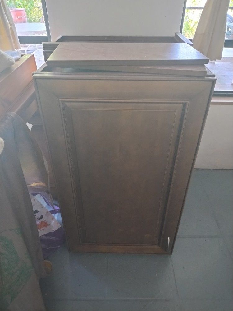 Two Wood Kitchen Cabinets