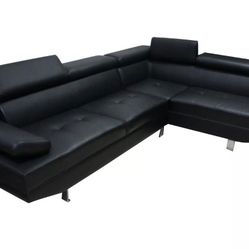 New Black Sectional Sofa Couch 