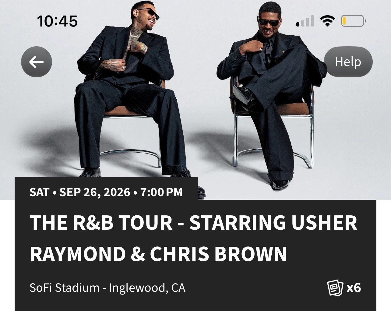 Sofi, Inglewood, Sec 519, 2 tix Sept 26th, R&B Tour - Chris Brown/Usher