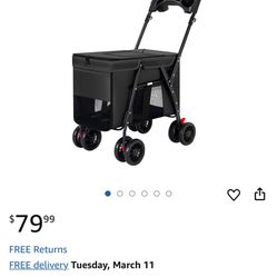Pet Stroller,Foldable Dog Cat Cage Jogger Strolle,Extra Large 4 Wheels Carrier Jogger Travel Dog Stroller Breathable Mesh with Storage Basket and Cup 
