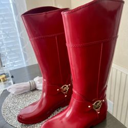 MICHAEL KORS FULTON HARNESS TALL RAIN BOOTS (SIZE 8)