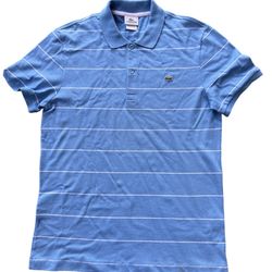 Lacoste Mens Striped Polo Shirt Blue White Size 5 Stretch Fit 