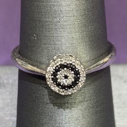Sterling Silver Black/White Diamond Fashion Ring 0.15 CTW