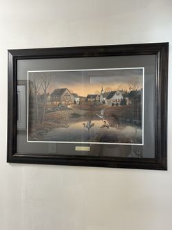 Wild Wings Sam Timm “Country Village” – Framed Rustic Cabin Print – $95 OBO