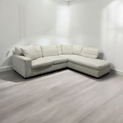 White Fabric Comfortable Sectional 