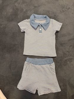 Baby Boy Striped Polo Shirt and Shorts Set