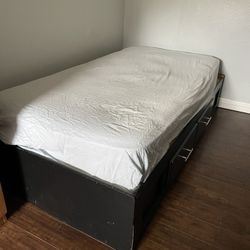 Twin Platform Bed with Bottom Drawers 