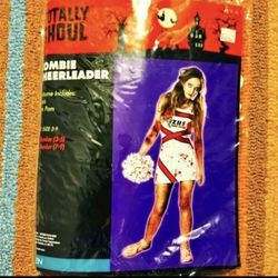 Zombie cheerleader, Junior, 79 Halloween costume, walking dead ECU pom-poms dress