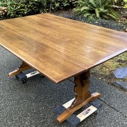 Mid-Century Cushman-Style Trestle Dining Table, Exceptional Condition