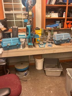 Ammo Reloading Press Setup with many Accessories