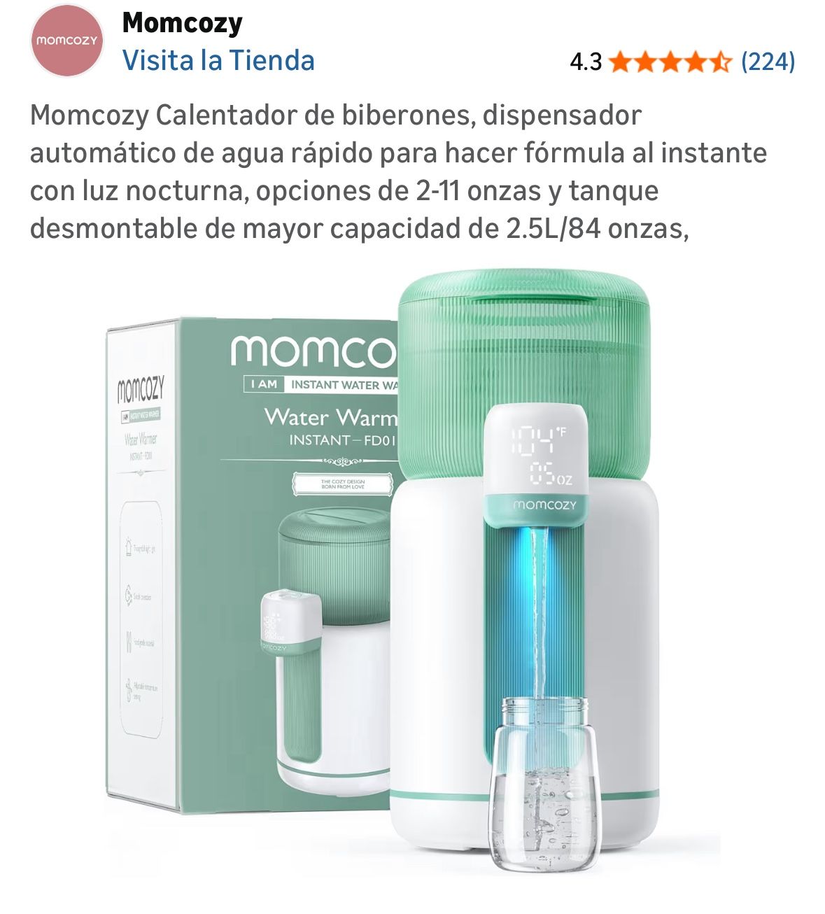 Momcozy Calentador De Agua Automático Y Rápido 