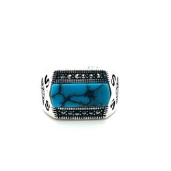 925 Sterling Silver Long Turquoise Mens Ring With “ss” On Sides 7.90grams Size 9 160852 5